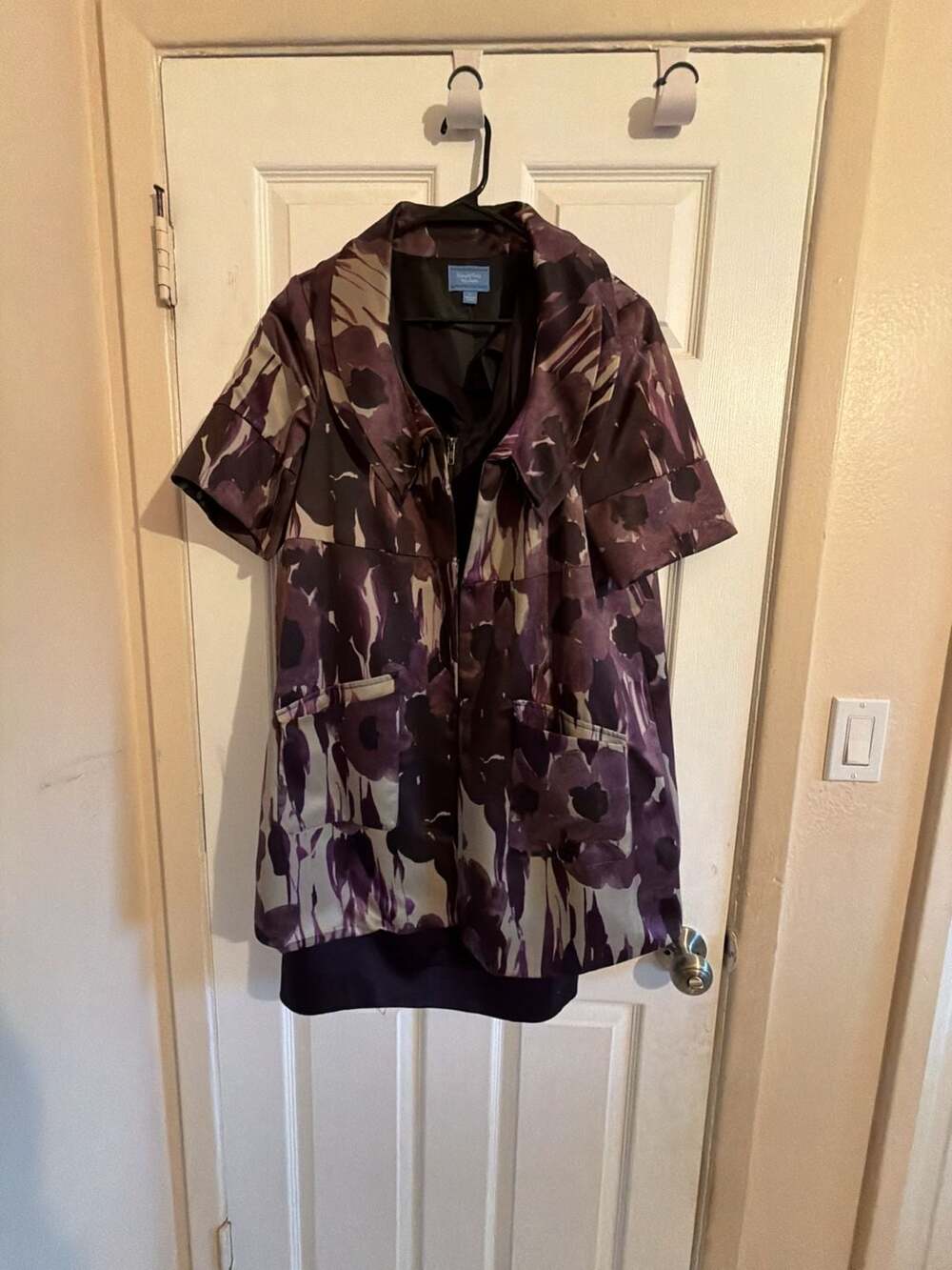 Simply Vera Vera Wang Purple Floral Short Sleeve Jacket and Dress Outfit Set